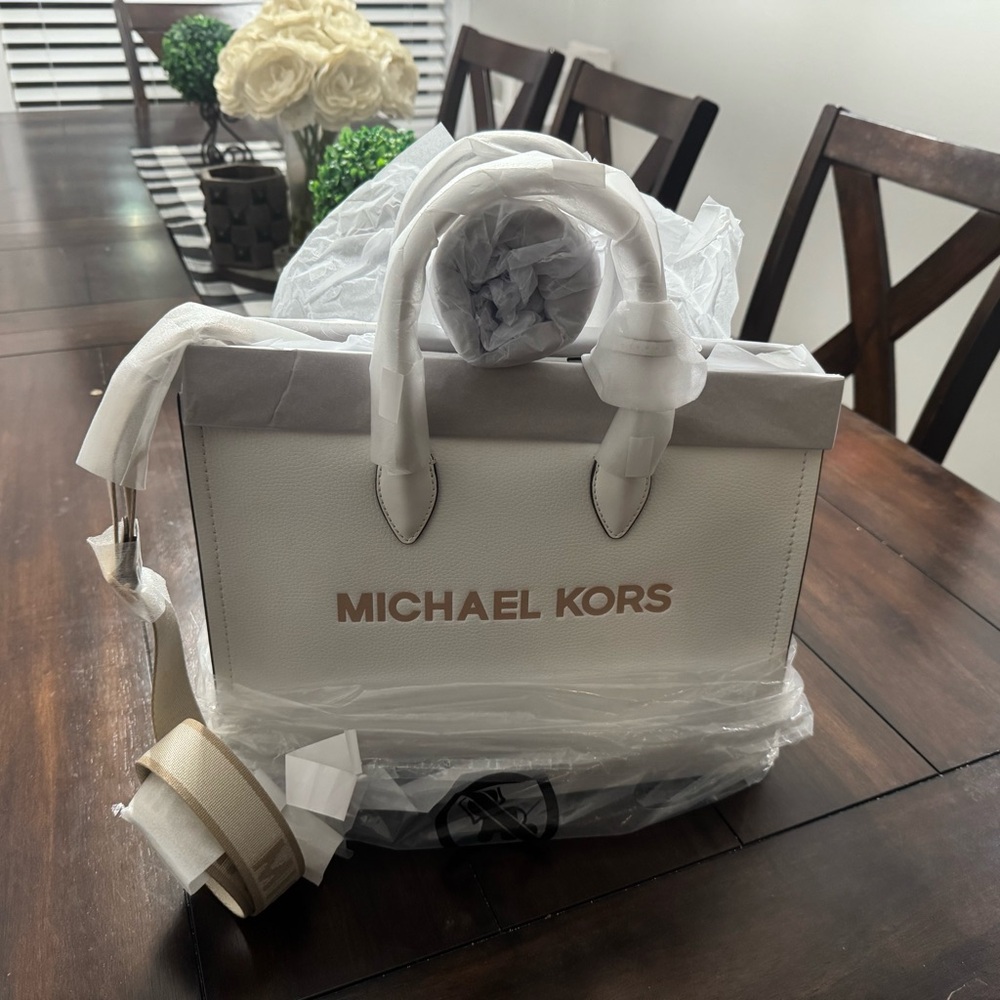 Michael Kors Optic White Leather Tote